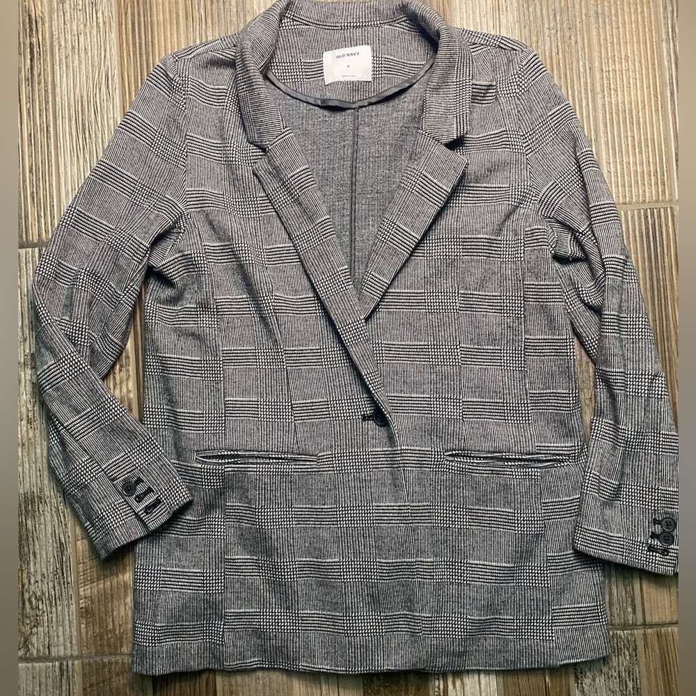 🎁Old Navy Women's Gray Plaid Blazer - Picture 2 of 5